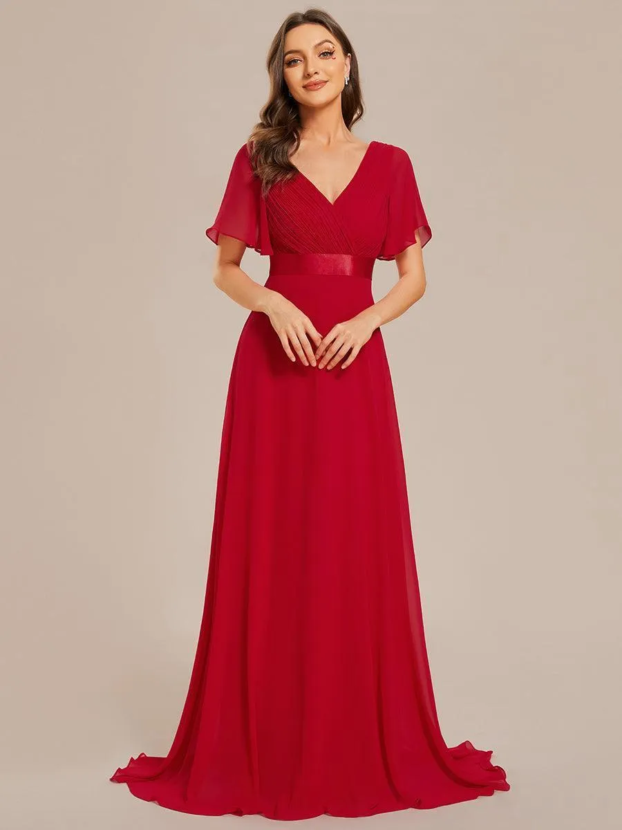 Robe mariage invitée fluide élégante en mousseline à taille haute