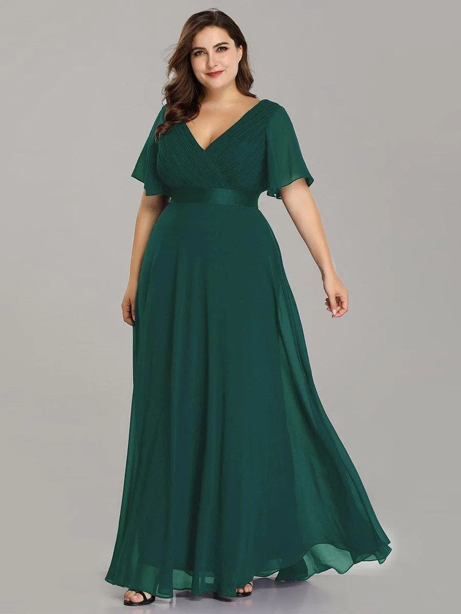 Robe mariage invitée fluide élégante en mousseline à taille haute