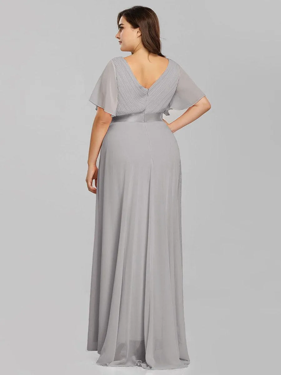 Robe mariage invitée fluide élégante en mousseline à taille haute