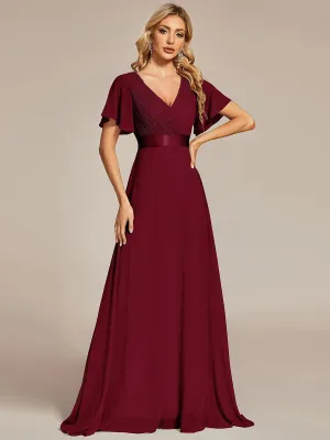 Robe mariage invitée fluide élégante en mousseline à taille haute