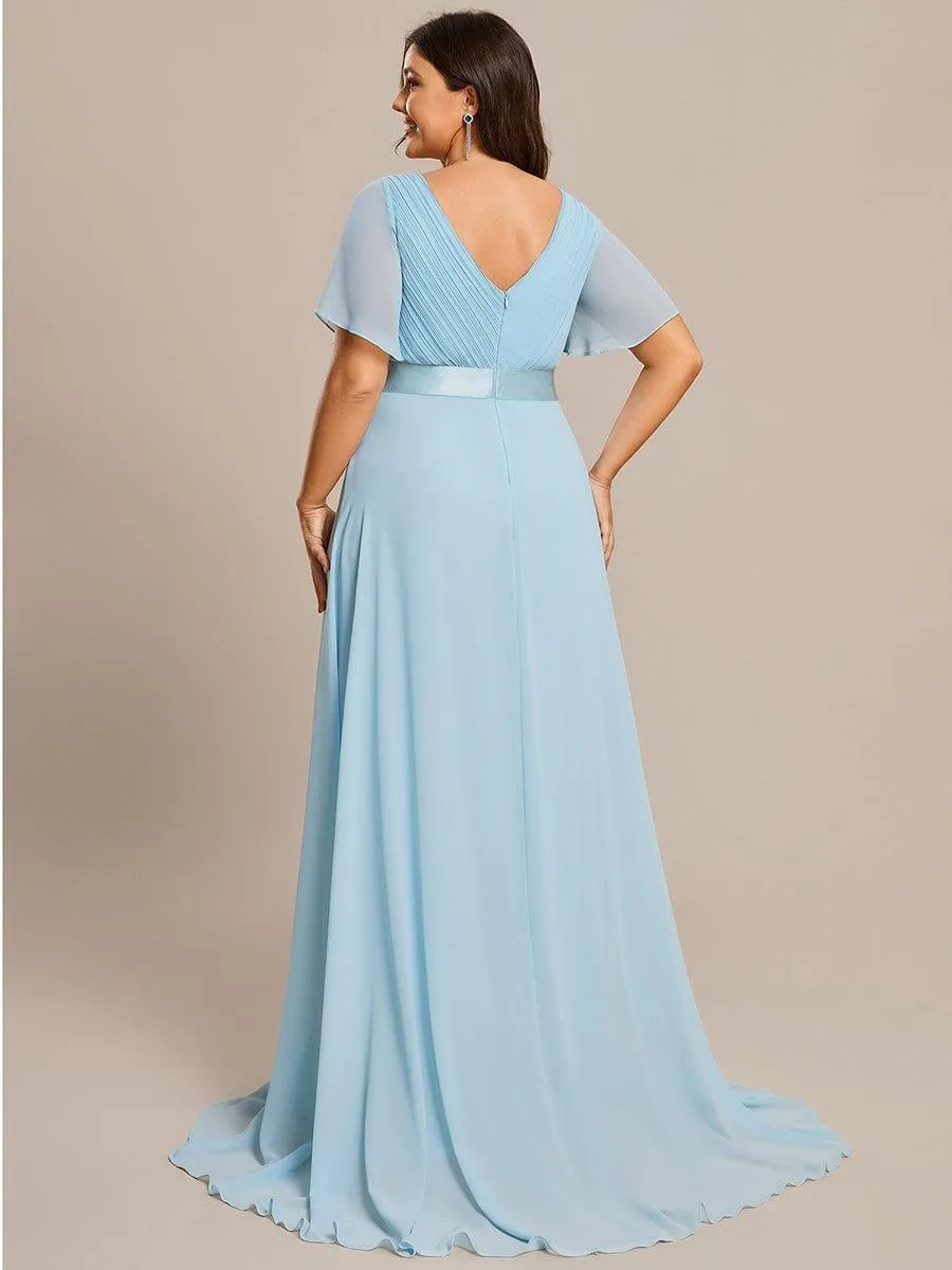 Robe mariage invitée fluide élégante en mousseline à taille haute