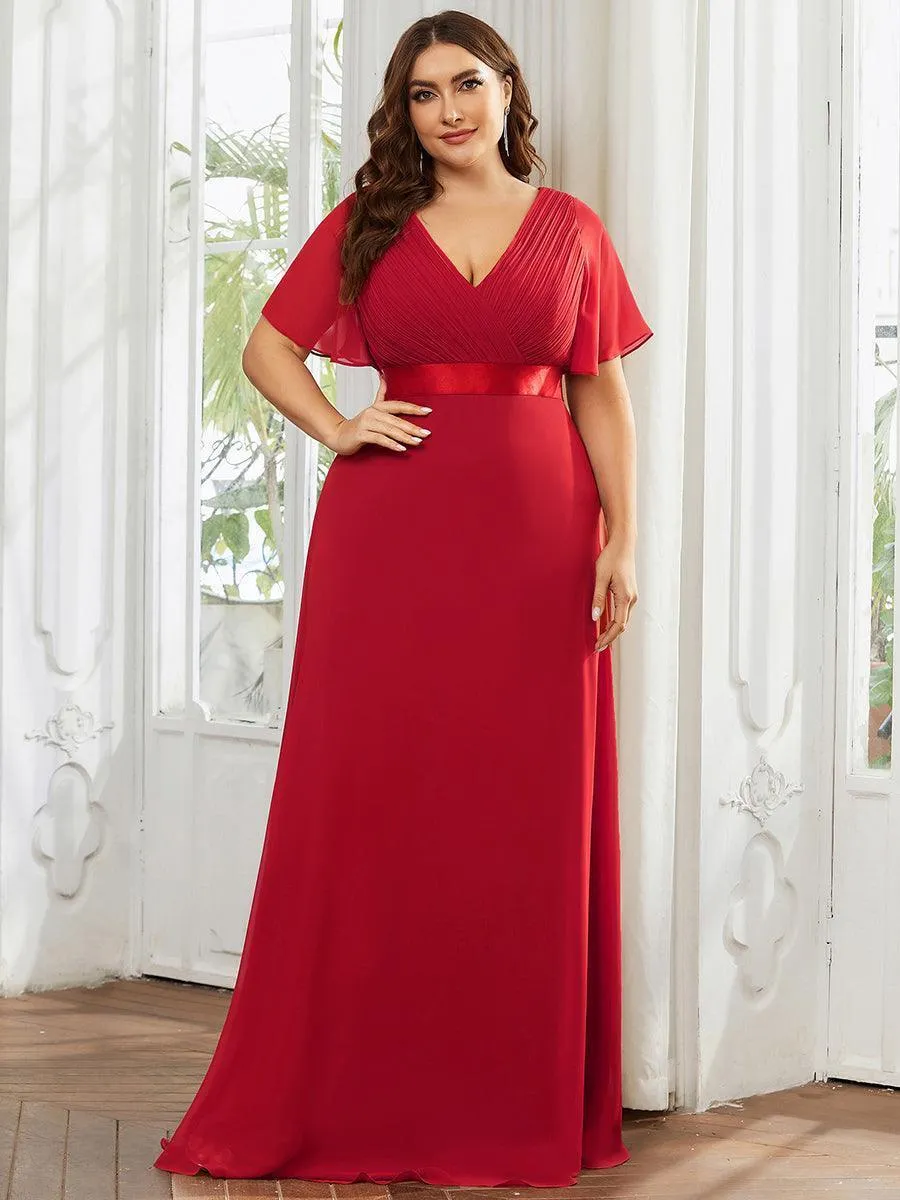 Robe mariage invitée fluide élégante en mousseline à taille haute
