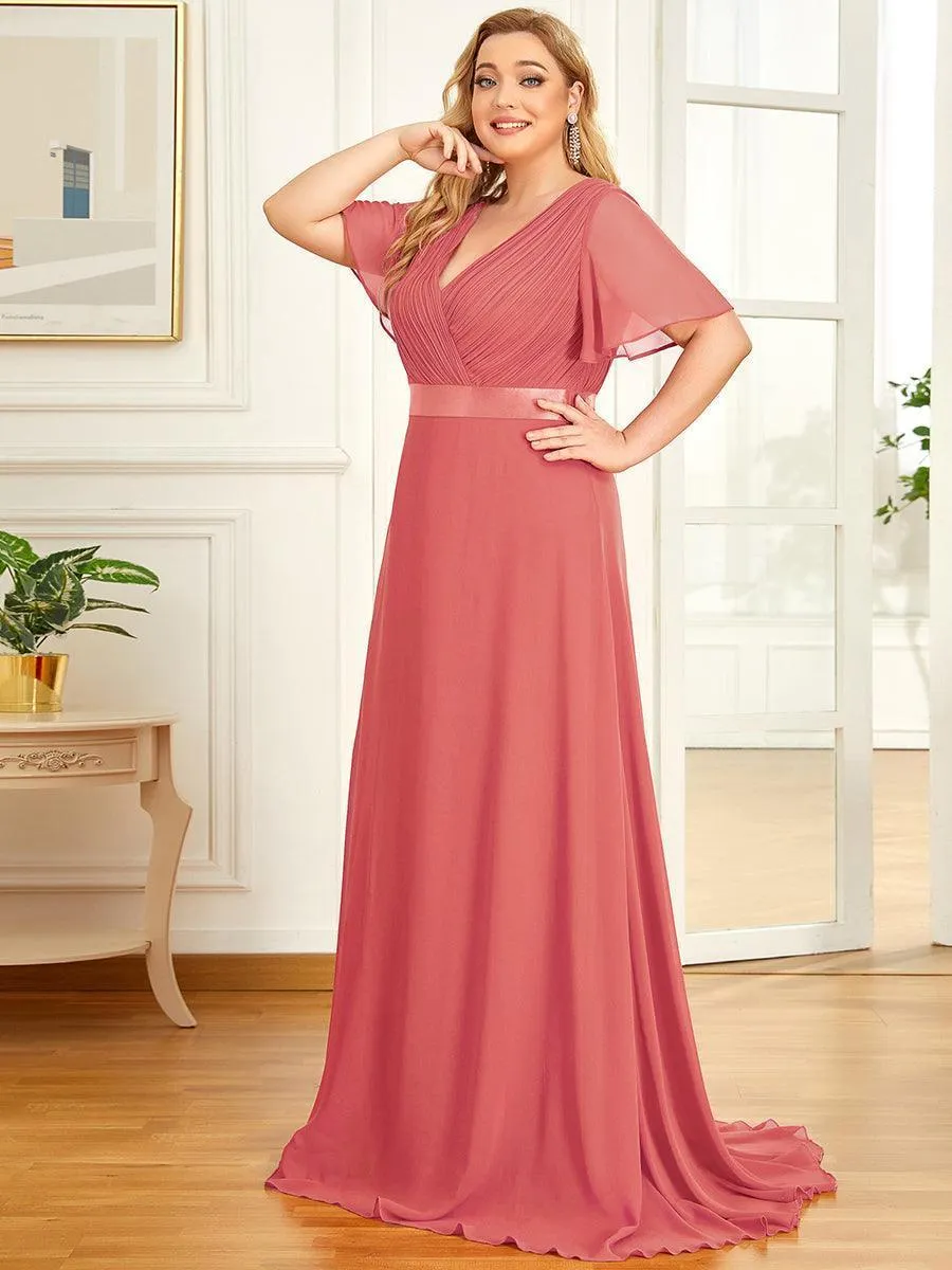 Robe mariage invitée fluide élégante en mousseline à taille haute