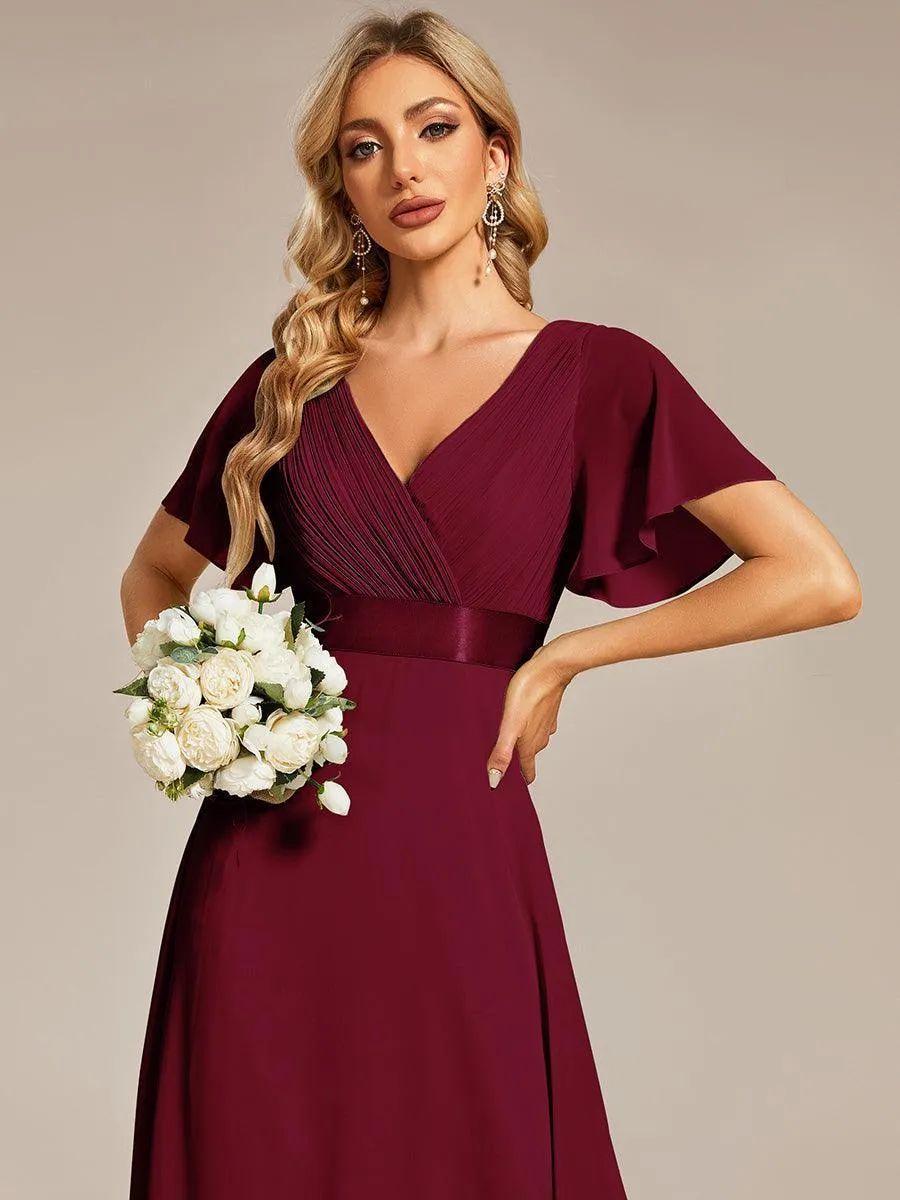 Robe mariage invitée fluide élégante en mousseline à taille haute