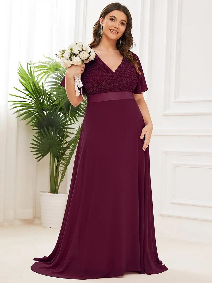 Robe mariage invitée fluide élégante en mousseline à taille haute