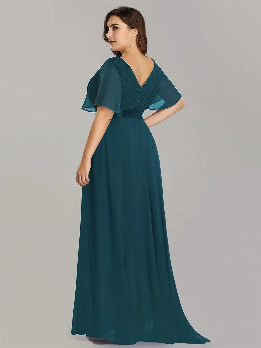 Robe mariage invitée fluide élégante en mousseline à taille haute