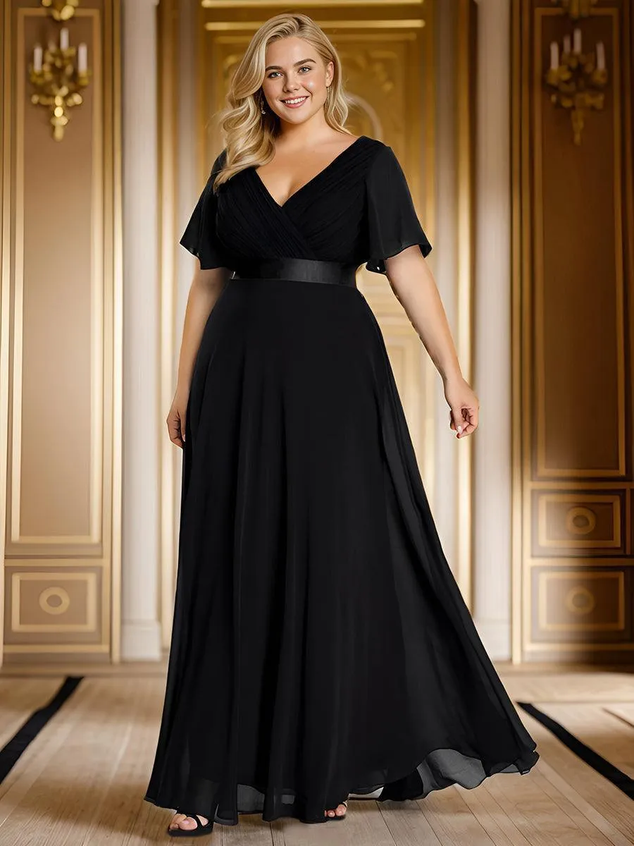 Robe mariage invitée fluide élégante en mousseline à taille haute