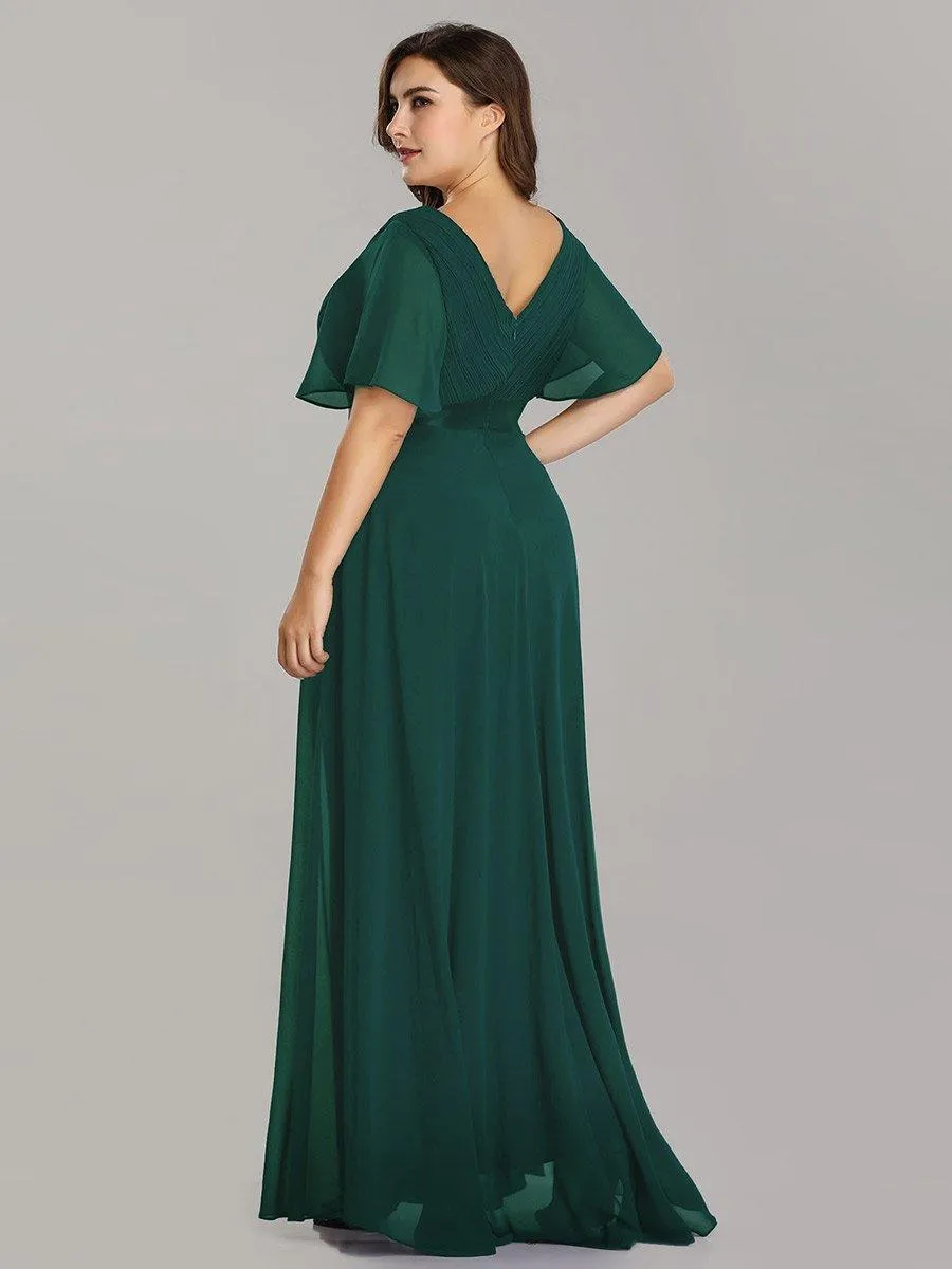 Robe mariage invitée fluide élégante en mousseline à taille haute
