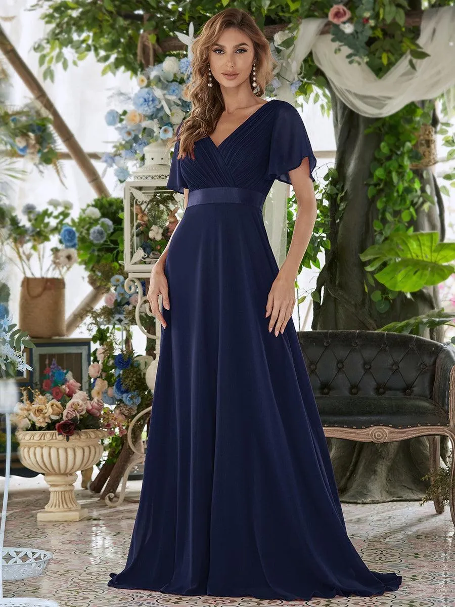 Robe mariage invitée fluide élégante en mousseline à taille haute