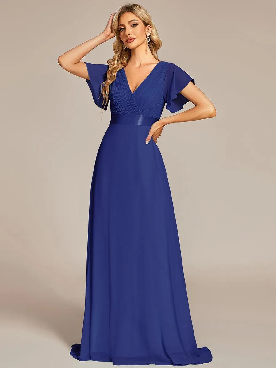 Robe mariage invitée fluide élégante en mousseline à taille haute