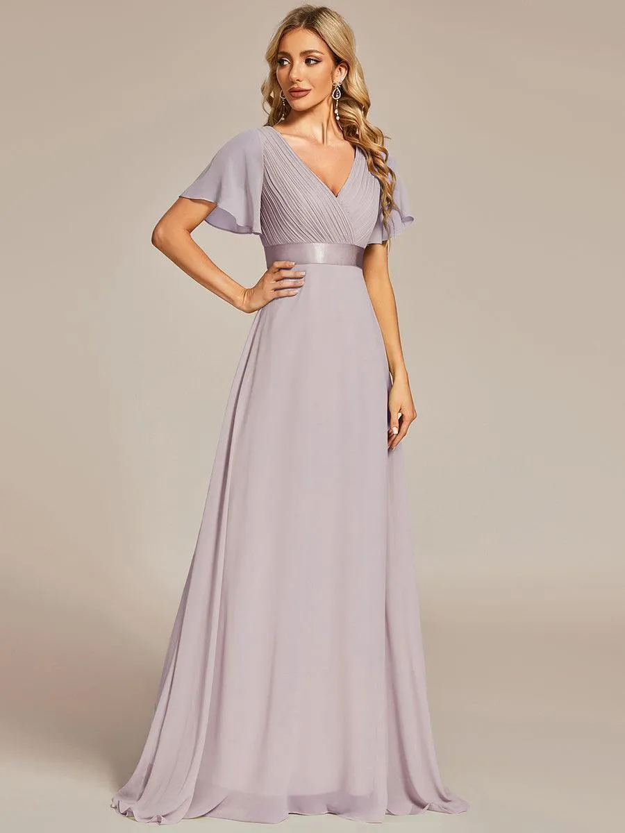 Robe mariage invitée fluide élégante en mousseline à taille haute