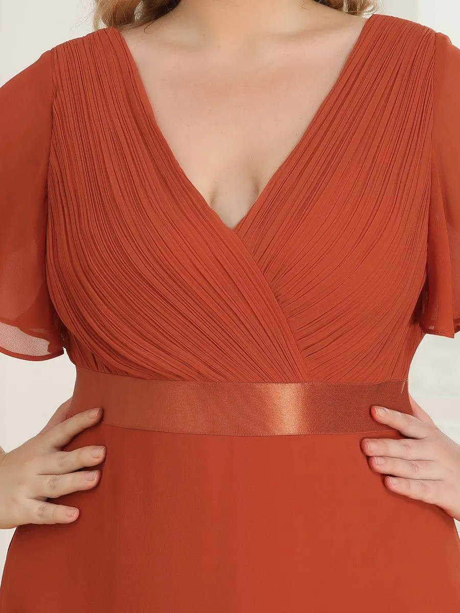 Robe mariage invitée fluide élégante en mousseline à taille haute