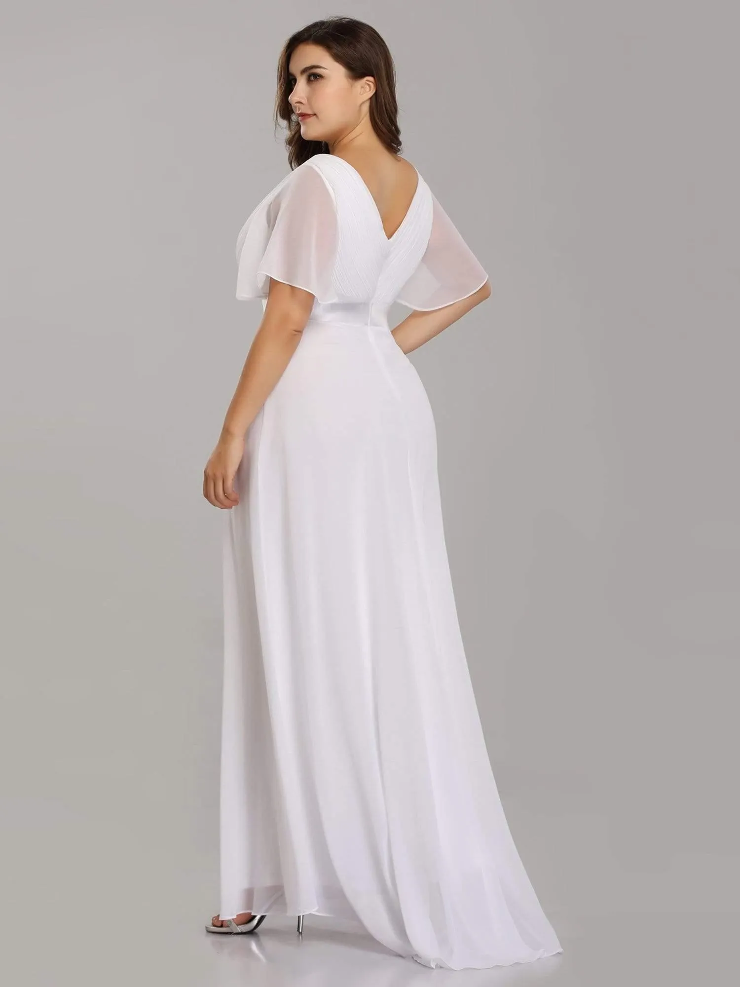 Robe mariage invitée fluide élégante en mousseline à taille haute