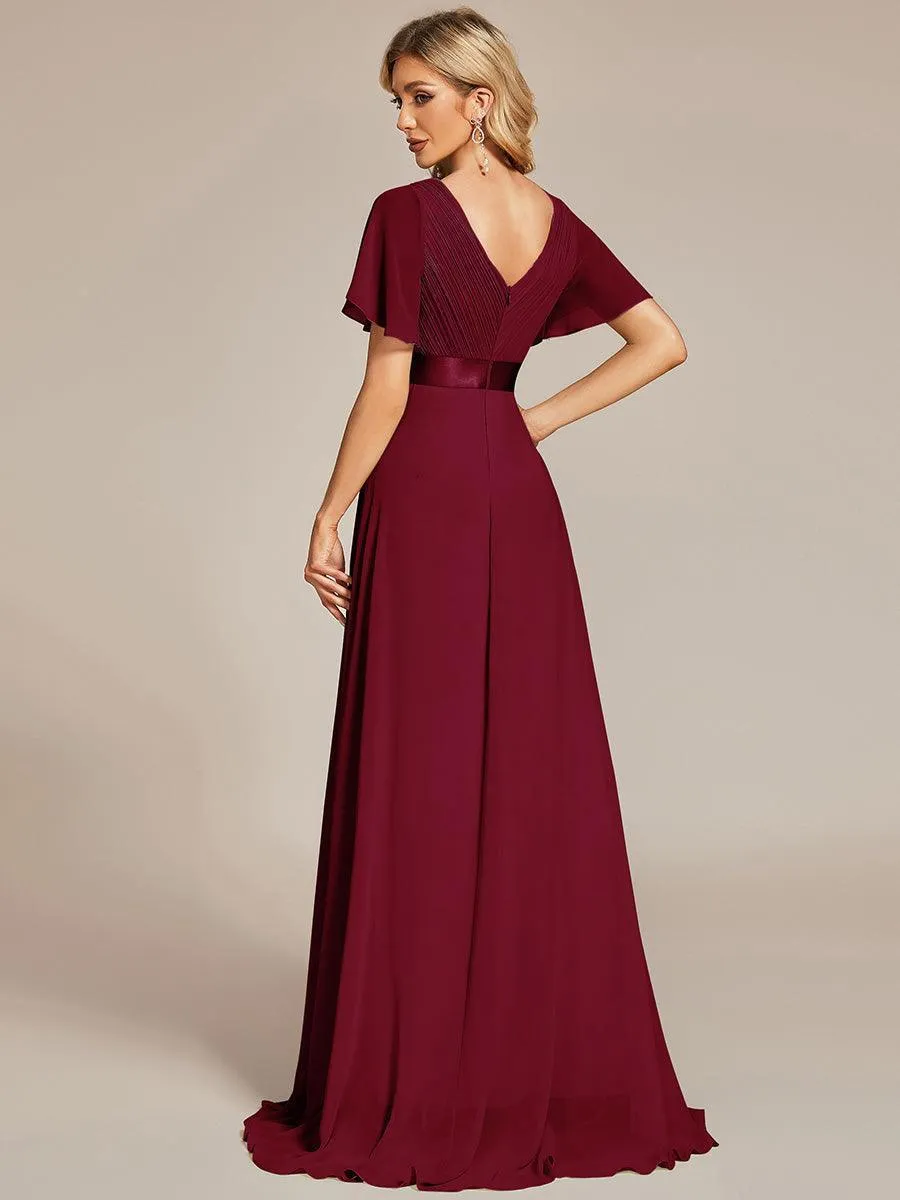 Robe mariage invitée fluide élégante en mousseline à taille haute