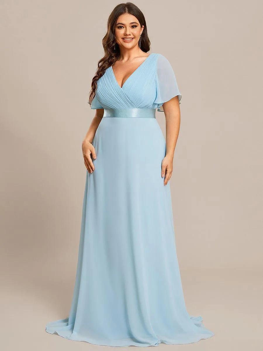 Robe mariage invitée fluide élégante en mousseline à taille haute