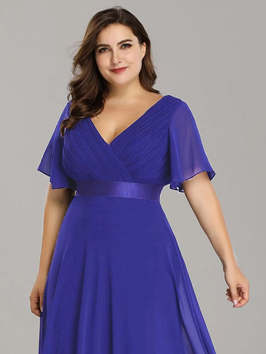 Robe mariage invitée fluide élégante en mousseline à taille haute
