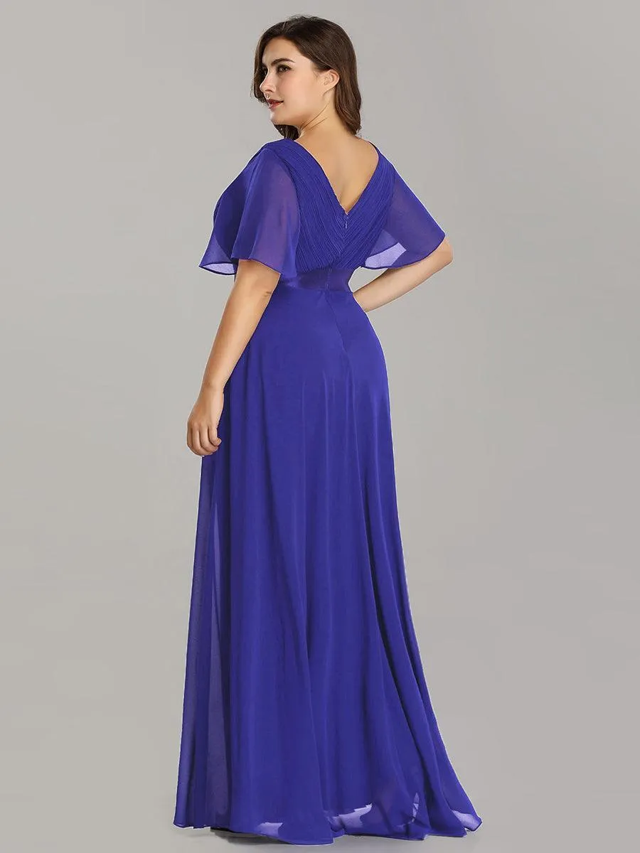 Robe mariage invitée fluide élégante en mousseline à taille haute