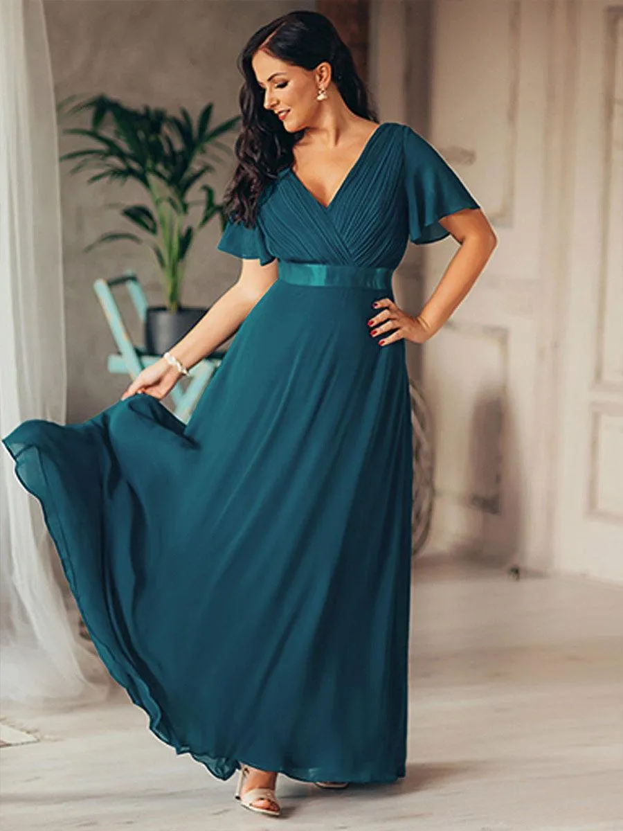 Robe mariage invitée fluide élégante en mousseline à taille haute