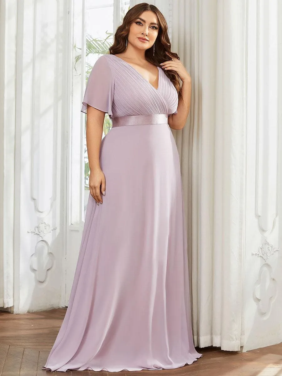 Robe mariage invitée fluide élégante en mousseline à taille haute
