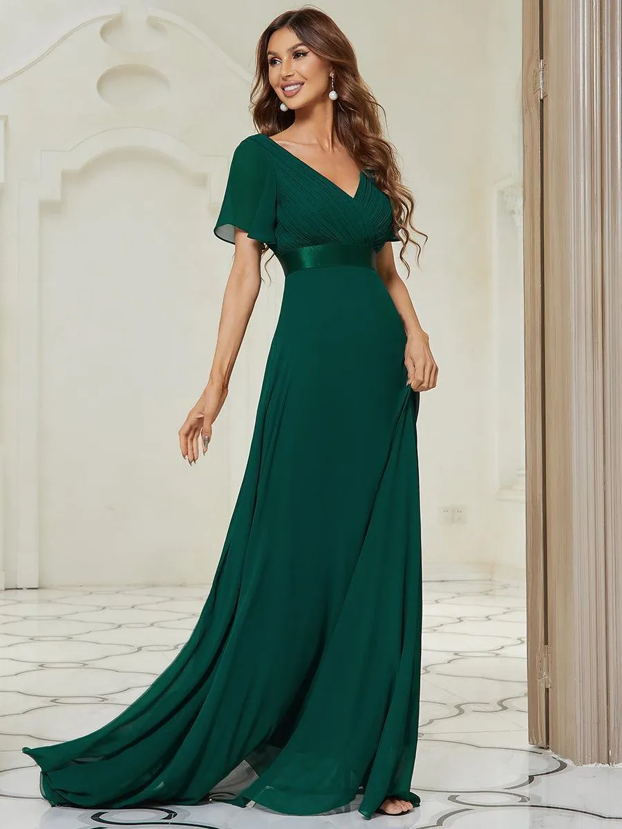 Robe mariage invitée fluide élégante en mousseline à taille haute