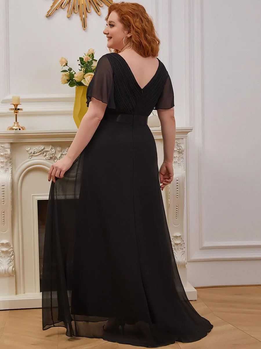Robe mariage invitée fluide élégante en mousseline à taille haute