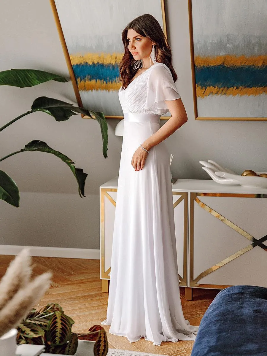 Robe mariage invitée fluide élégante en mousseline à taille haute