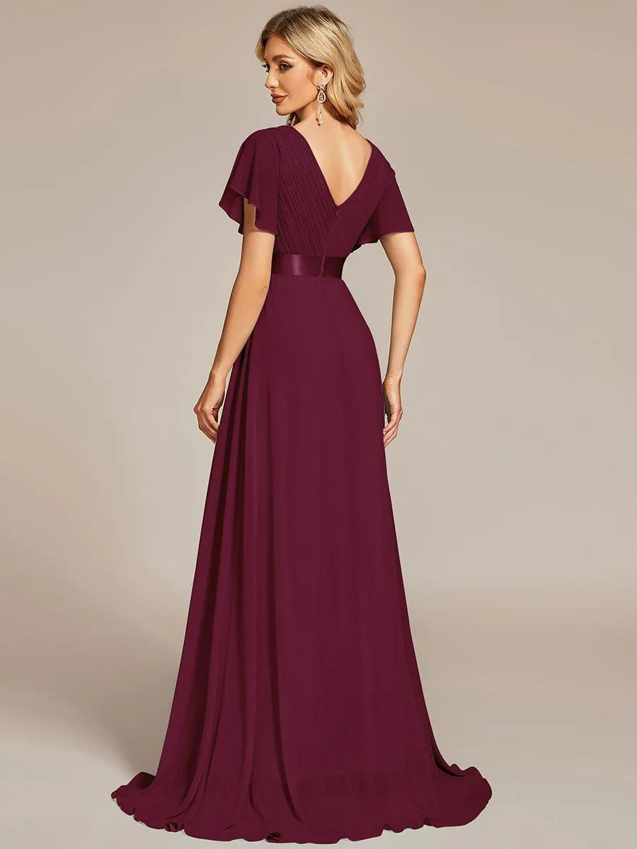 Robe mariage invitée fluide élégante en mousseline à taille haute