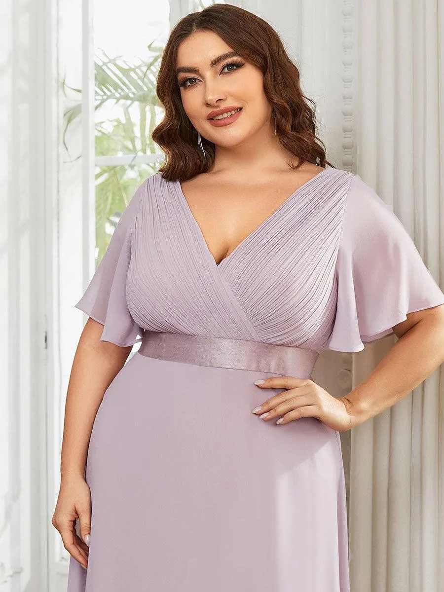 Robe mariage invitée fluide élégante en mousseline à taille haute