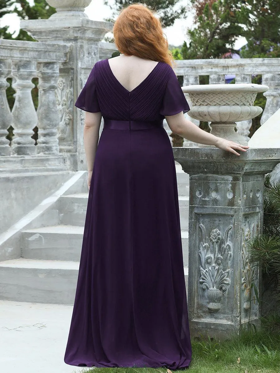 Robe mariage invitée fluide élégante en mousseline à taille haute