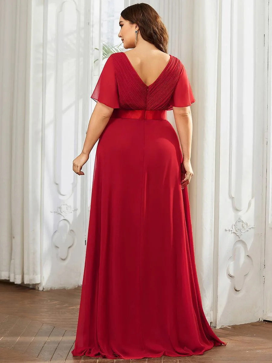 Robe mariage invitée fluide élégante en mousseline à taille haute