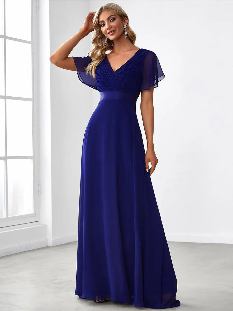 Robe mariage invitée fluide élégante en mousseline à taille haute