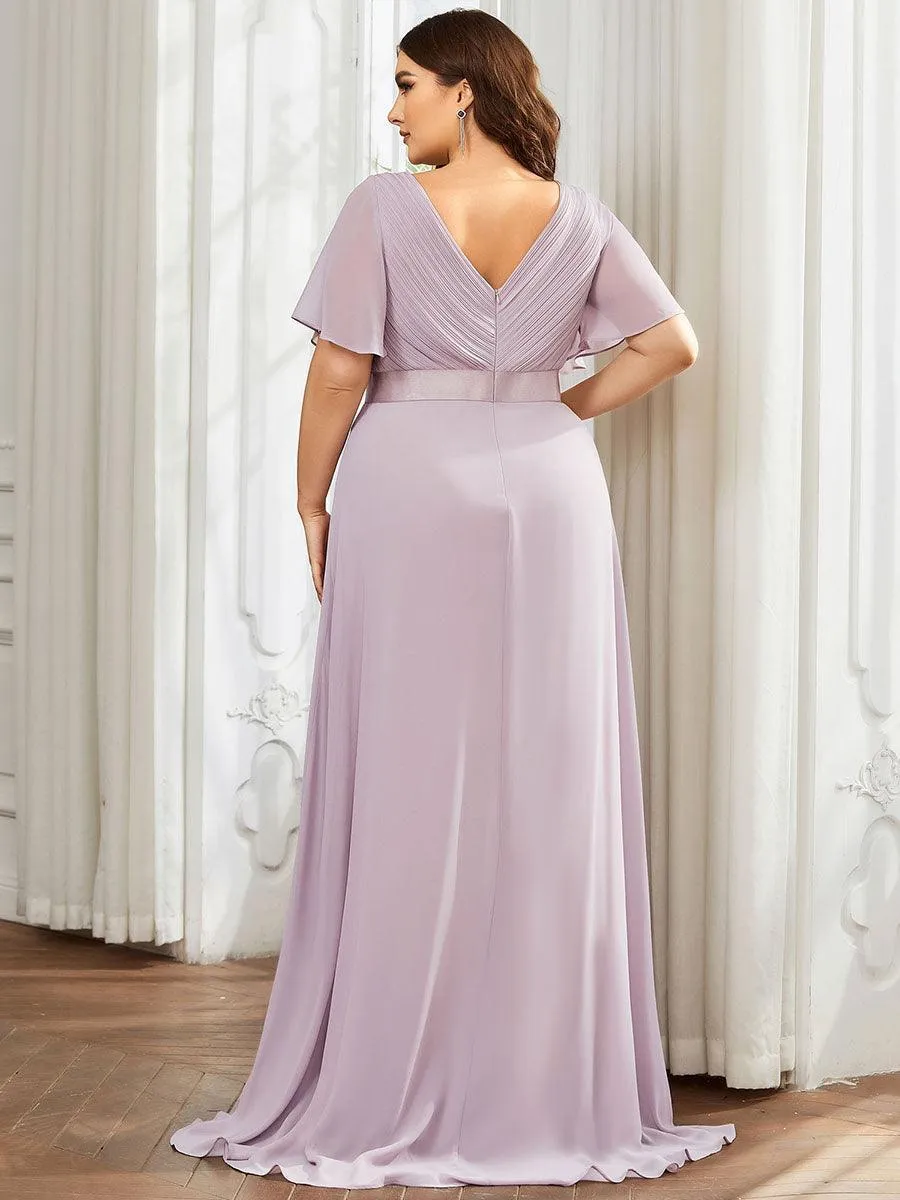 Robe mariage invitée fluide élégante en mousseline à taille haute