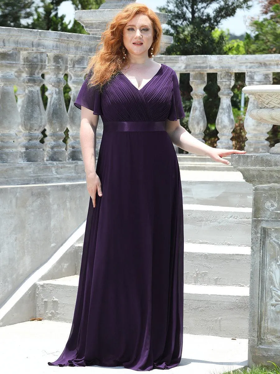 Robe mariage invitée fluide élégante en mousseline à taille haute
