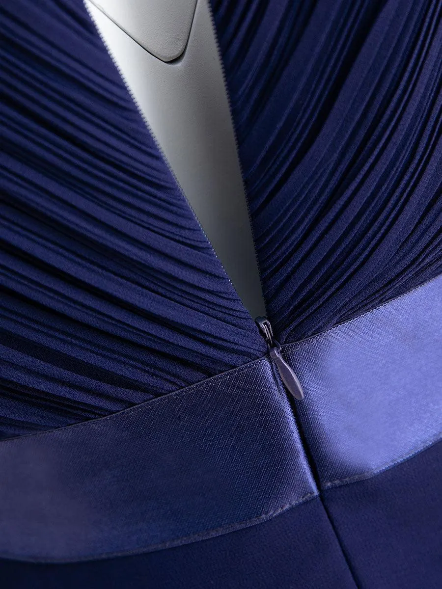 Robe mariage invitée fluide élégante en mousseline à taille haute