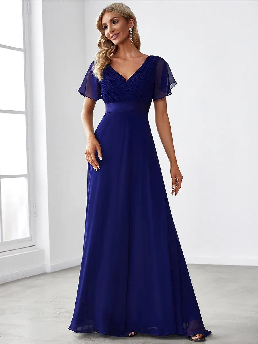 Robe mariage invitée fluide élégante en mousseline à taille haute
