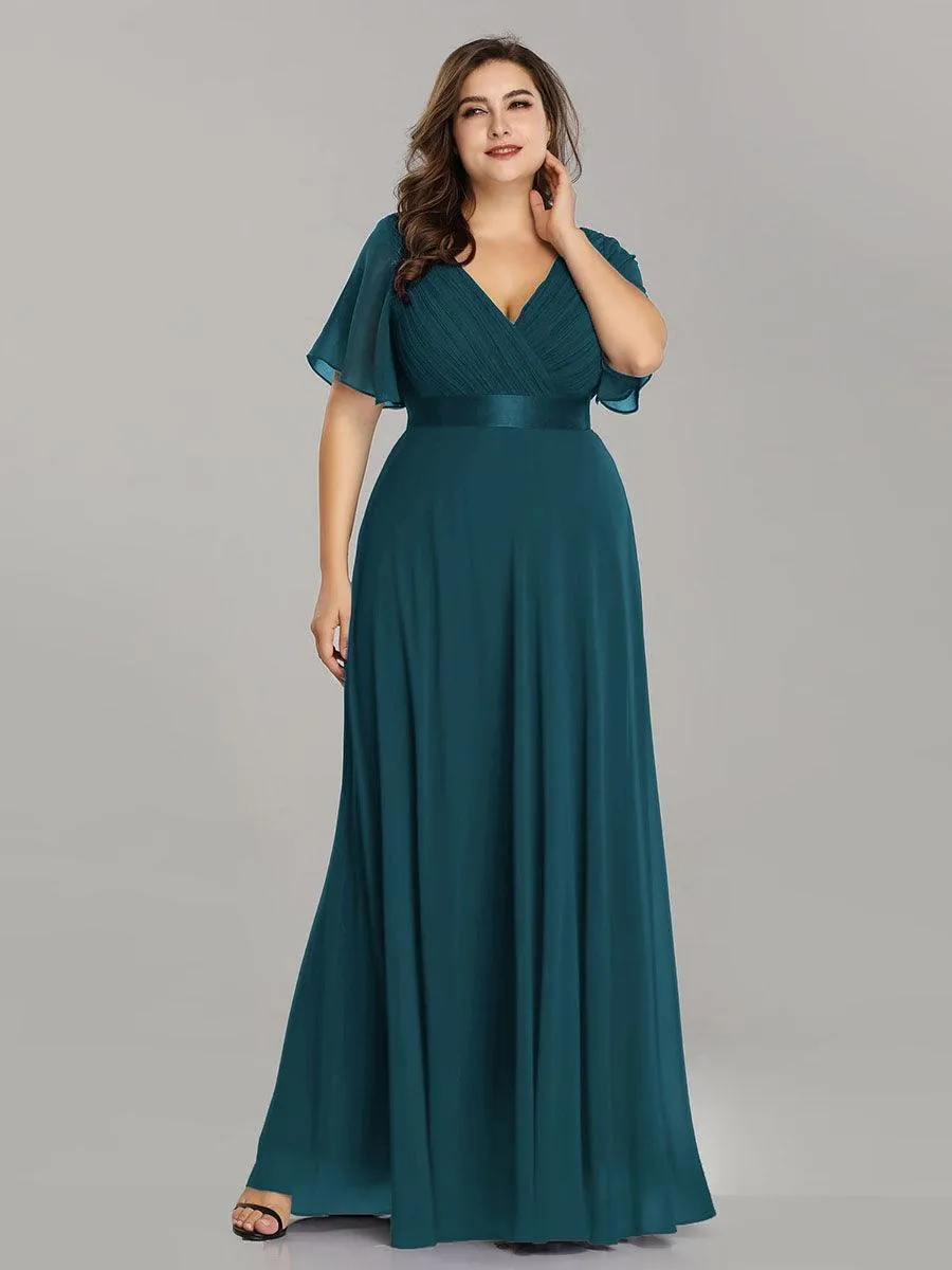 Robe mariage invitée fluide élégante en mousseline à taille haute