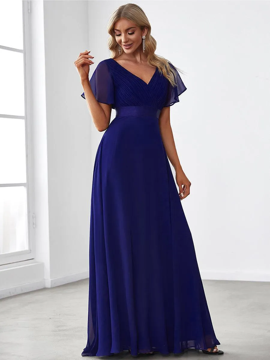 Robe mariage invitée fluide élégante en mousseline à taille haute