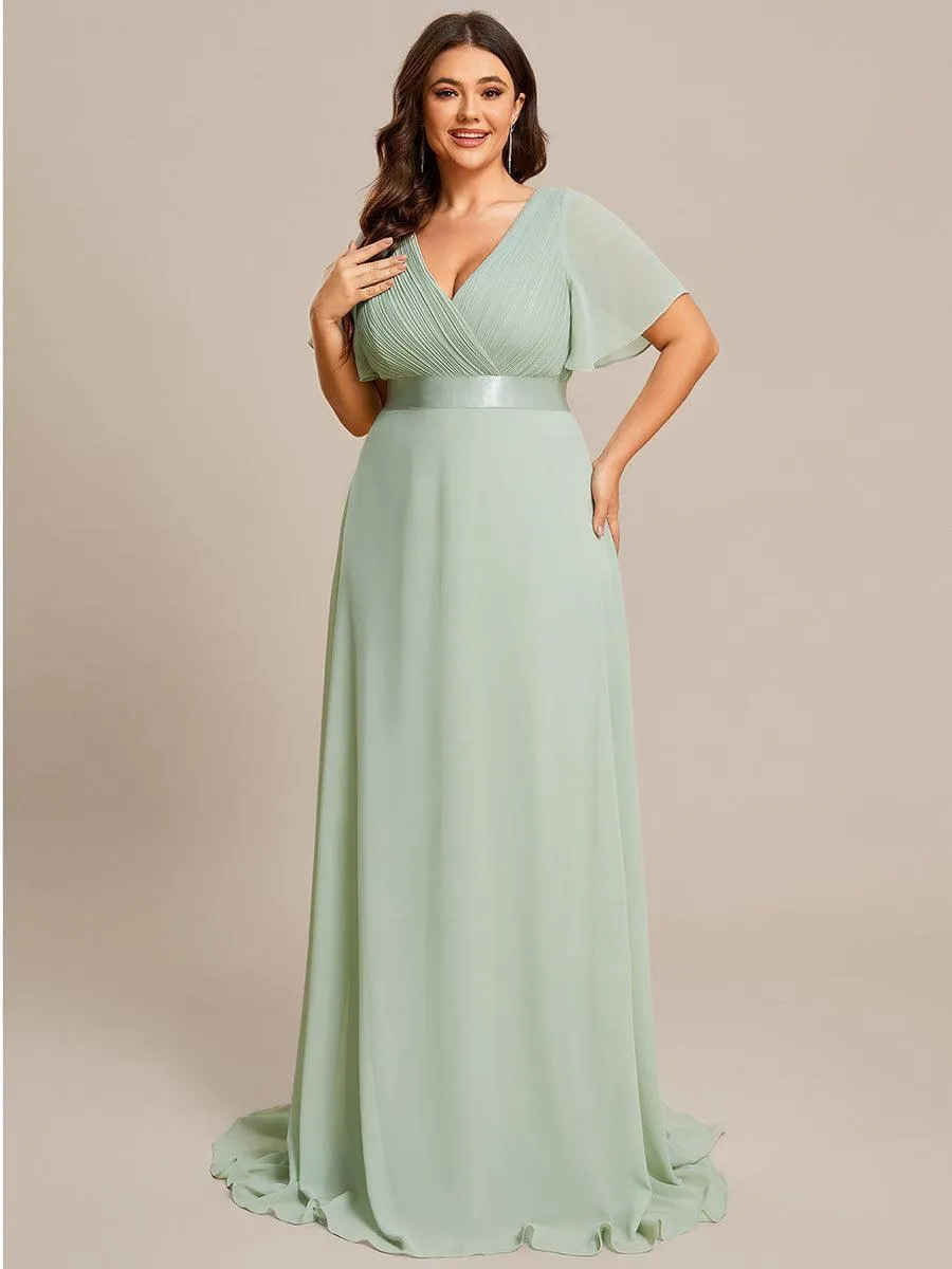 Robe mariage invitée fluide élégante en mousseline à taille haute