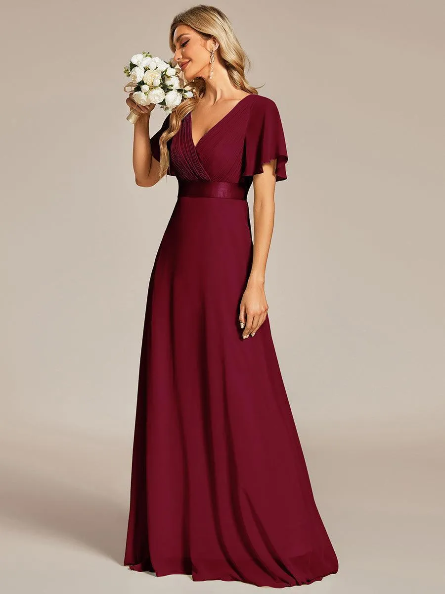 Robe mariage invitée fluide élégante en mousseline à taille haute