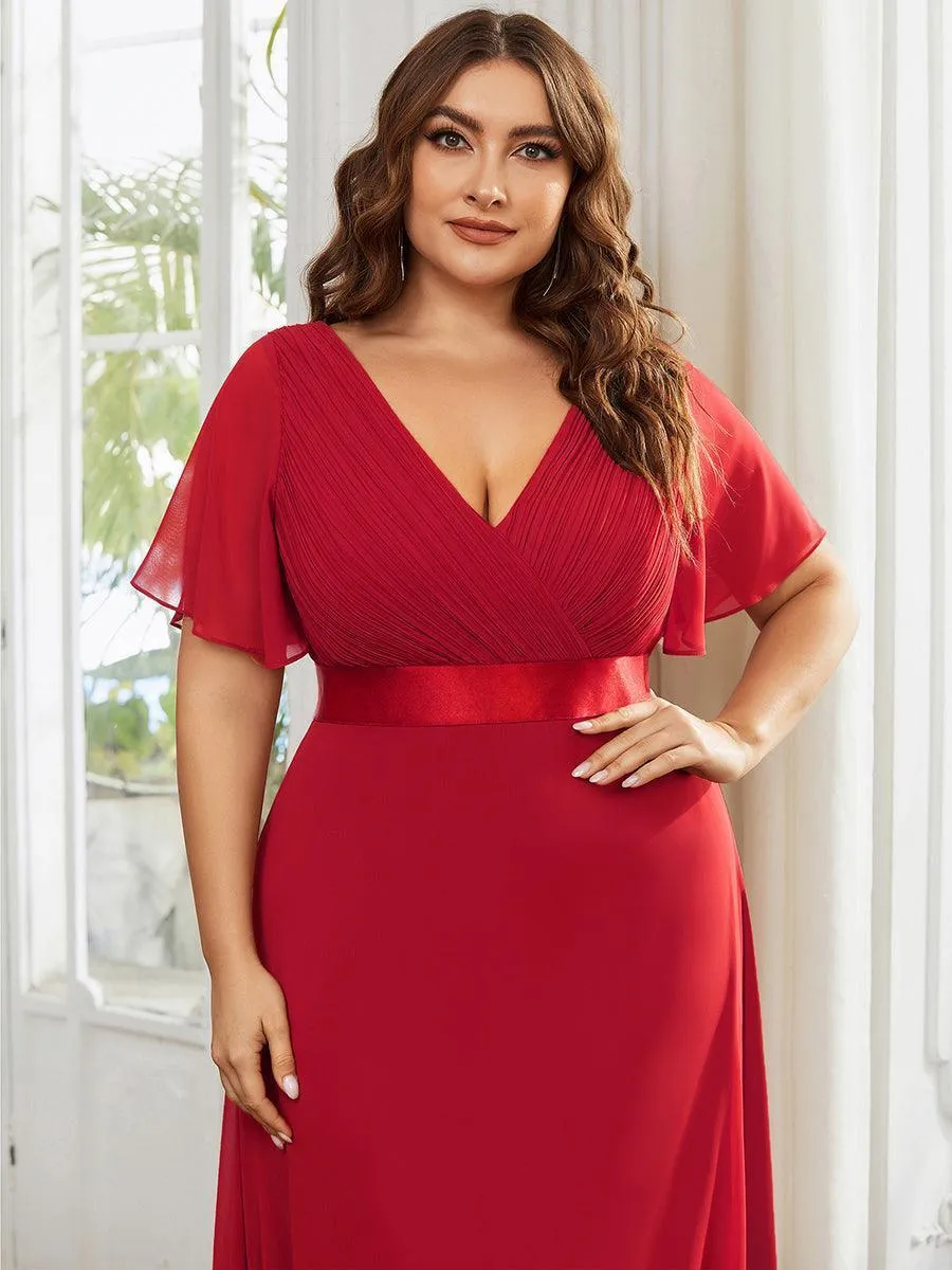 Robe mariage invitée fluide élégante en mousseline à taille haute