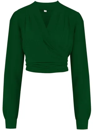 Rock N Romance Darla Lange Mouw 40's Wrap Blouse Groen