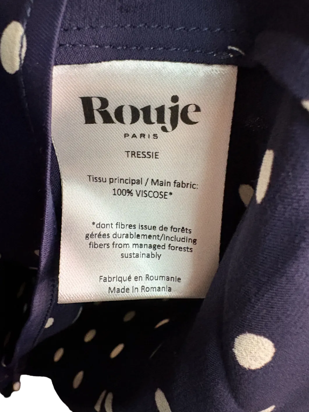 Rouje Paris Blue polka dot Tressie Long Sleeve Wrap Blouse UK 12