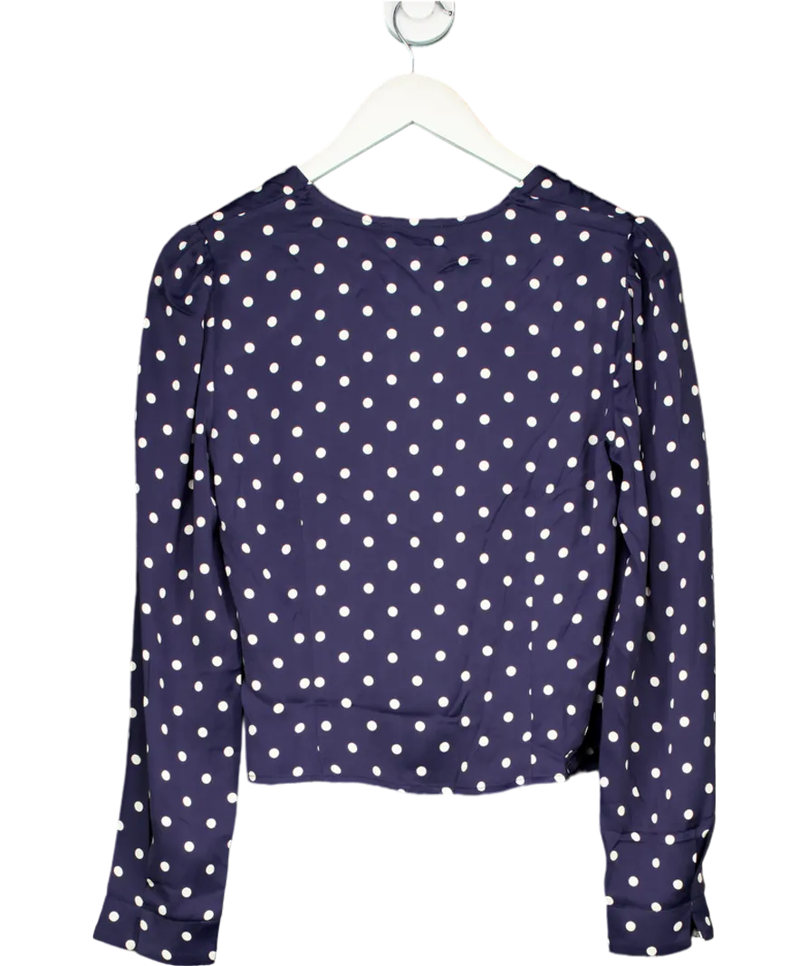 Rouje Paris Blue polkadot Tressie Long Sleeve Wrap Blouse UK 8