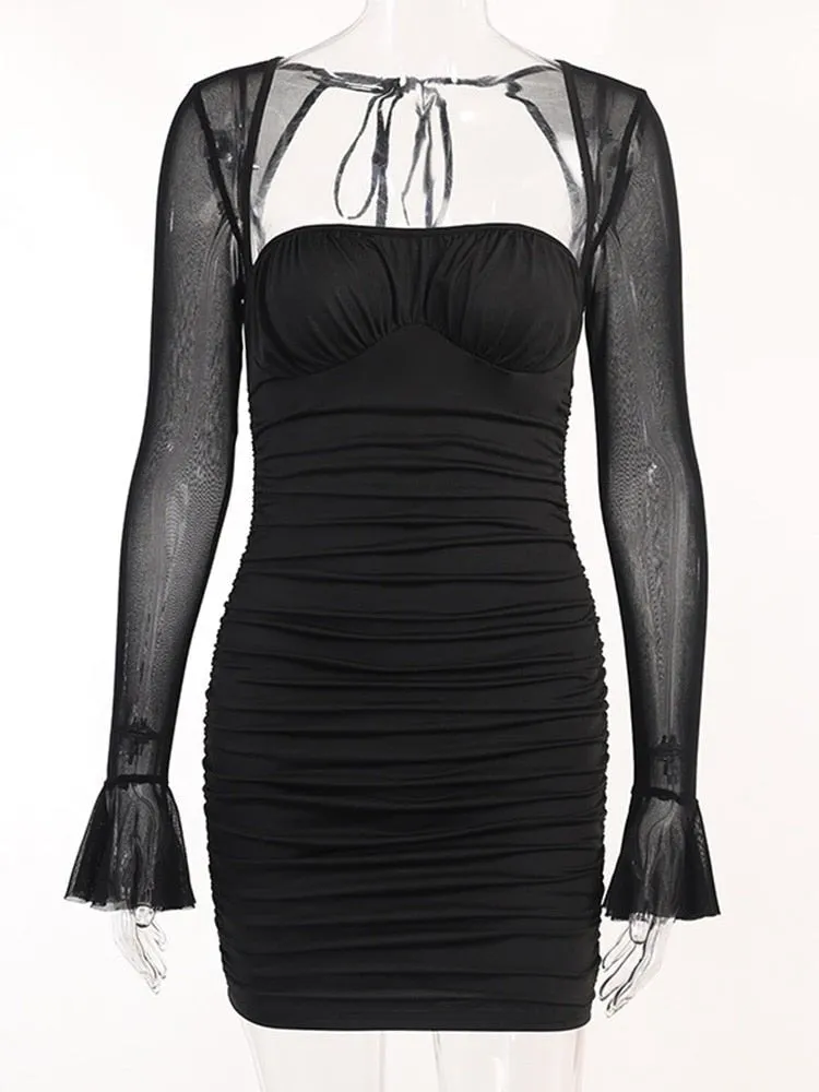 Ruched Sheath Dresses with Square Collar
