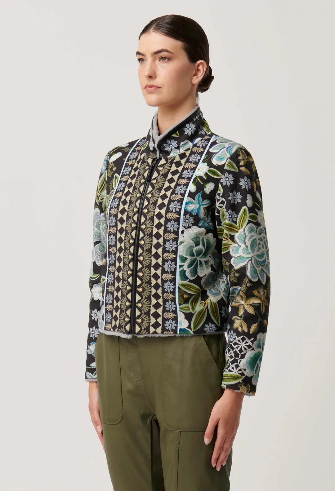 Rylie Reversible Print & Faux Fur Jacket | Dahlia fields
