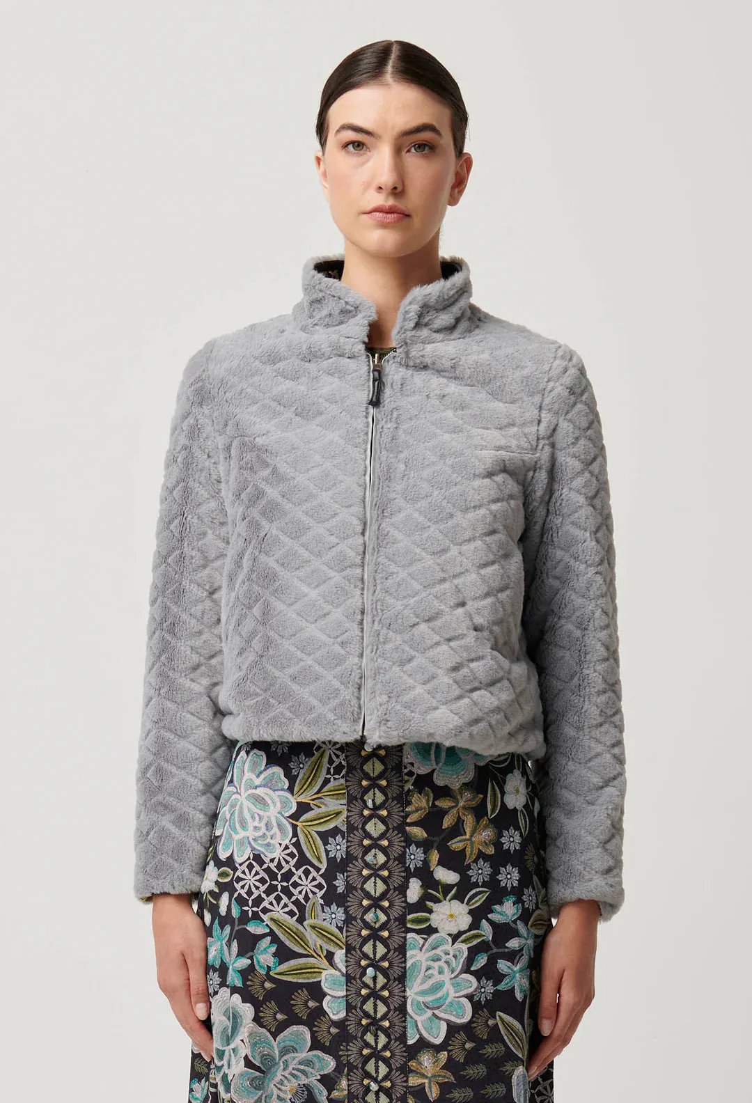 Rylie Reversible Print & Faux Fur Jacket | Dahlia fields