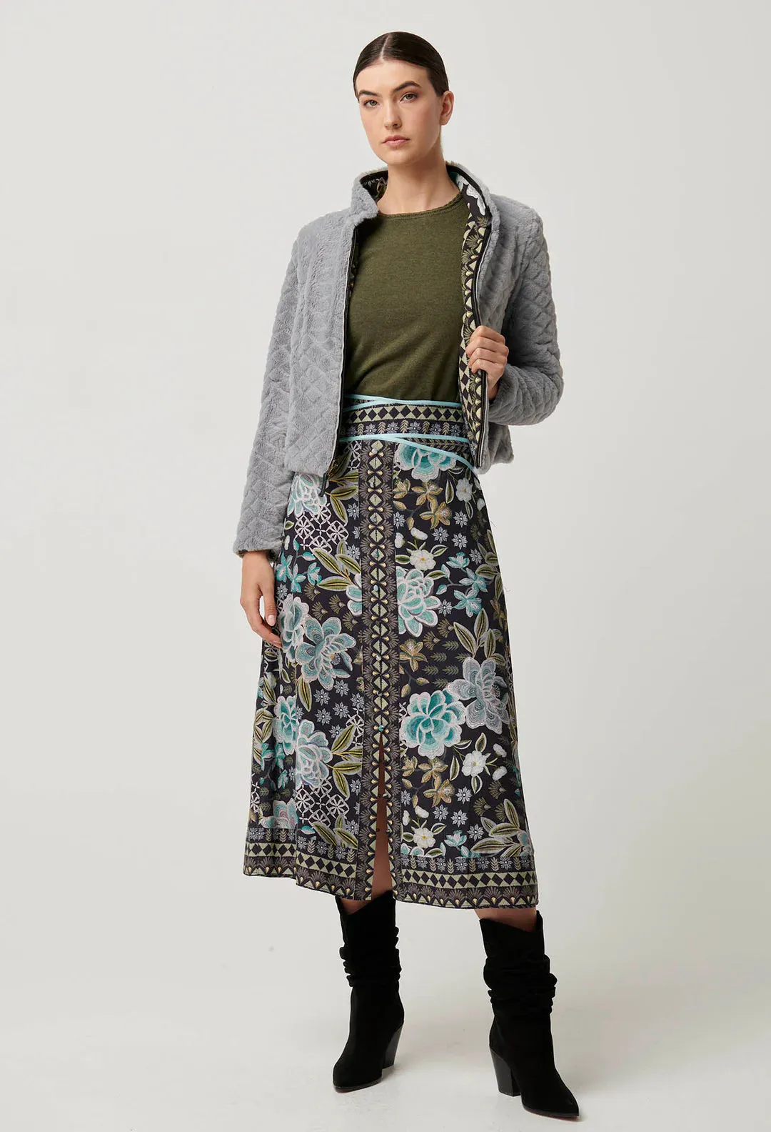 Rylie Reversible Print & Faux Fur Jacket | Dahlia fields