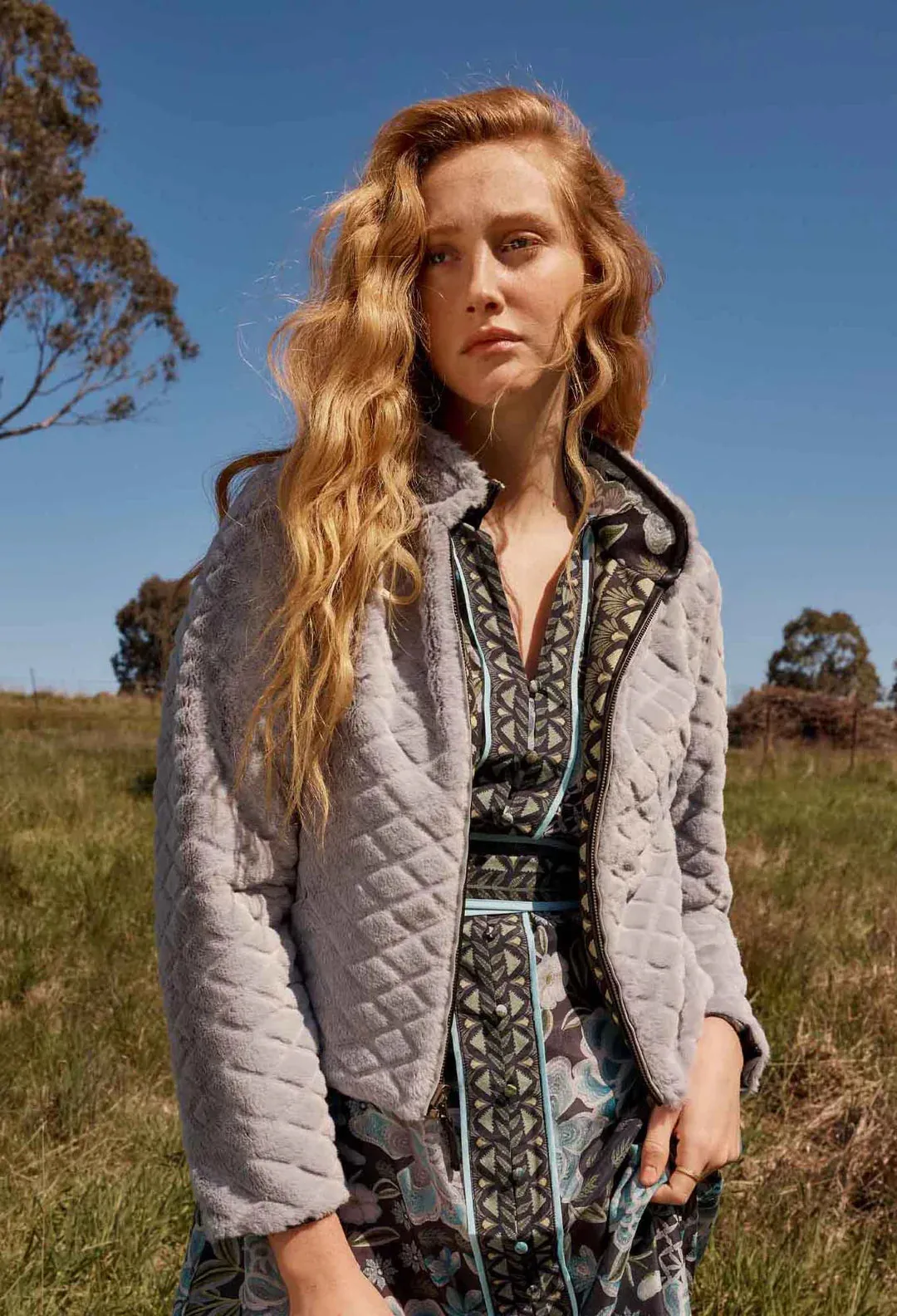 Rylie Reversible Print & Faux Fur Jacket | Dahlia fields