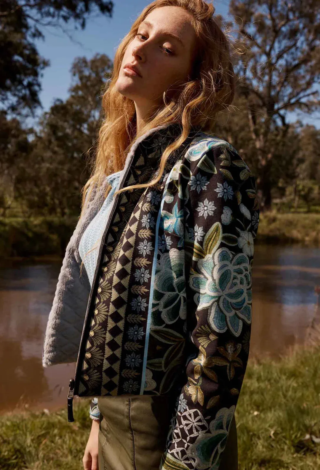 Rylie Reversible Print & Faux Fur Jacket | Dahlia fields
