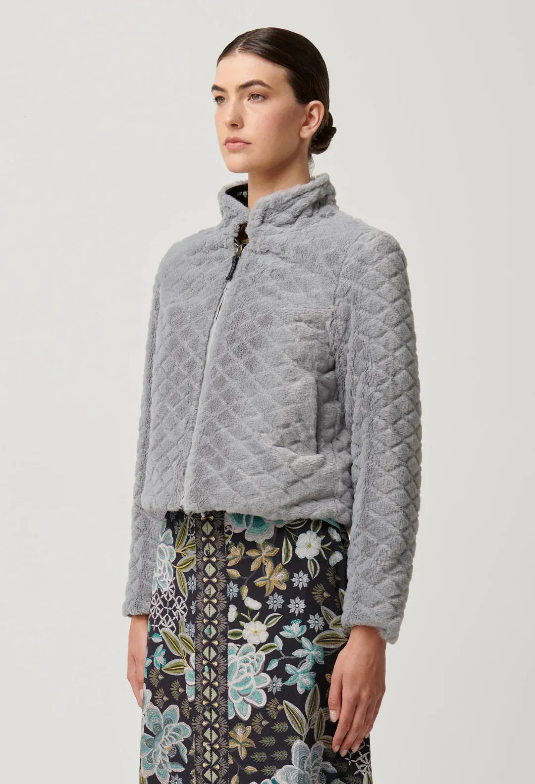 Rylie Reversible Print & Faux Fur Jacket | Dahlia fields